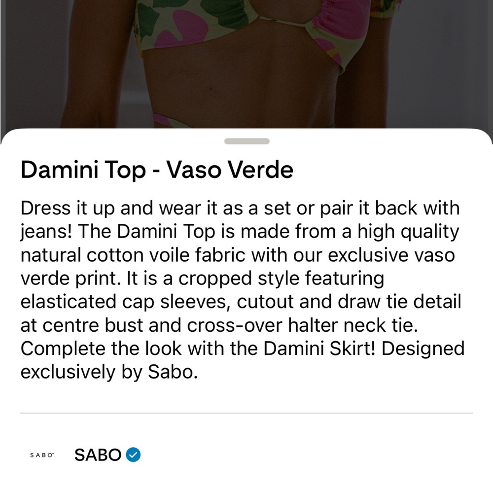 Sabo Skirt Australia Damini Crop Top in Vaso Verde - Picture 8 of 8